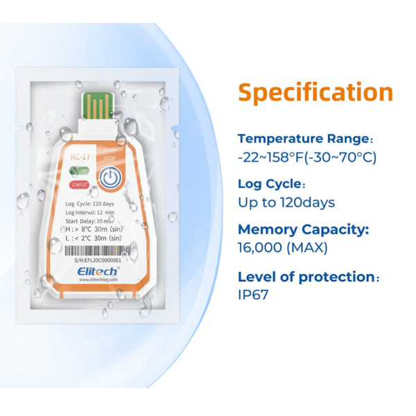 Elitech RC-17 Single-Use <BR>Temp Data Logger - Image 4