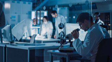 Shot,In,Industrial,Design,Research,Laboratory,,Specialist,Uses,Microscope,,Designer